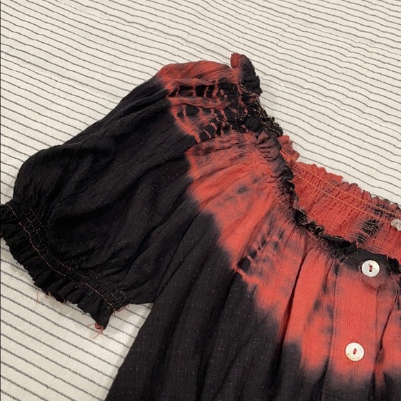 Miss Love Tie Dyed Crop Top with Drop Sleeves - Picture 2 of 5